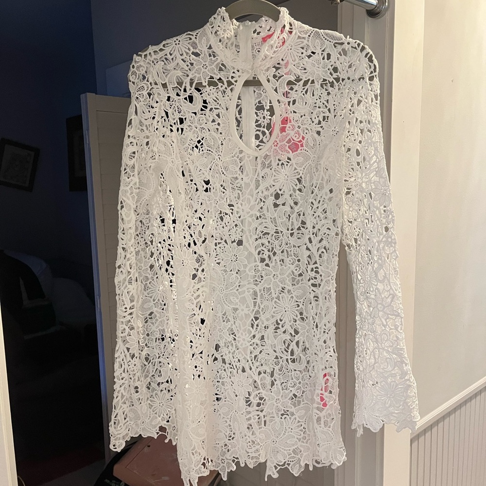 Dolls Kill “Sugar Thrillz” Groovy Kind Mini Dress- White